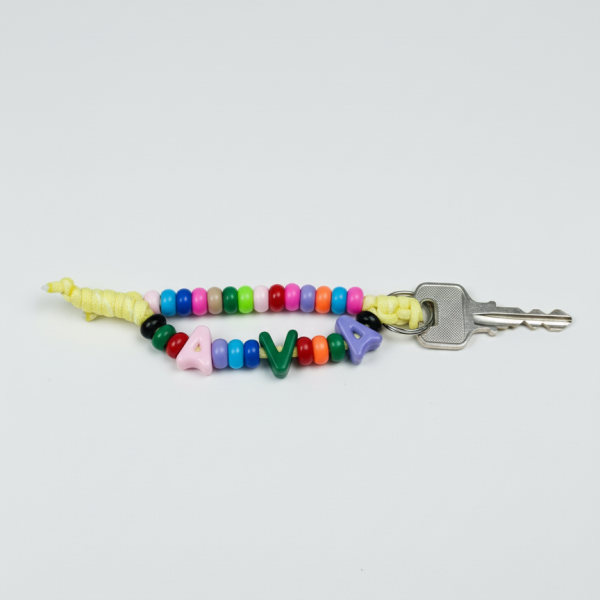 Namepop Colorful Beaded Letter Keychain – Personalized Custom Initial Keyring, Fun & Vibrant Accessory for Bags, Keys, and Gifts