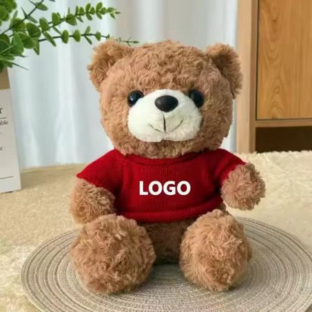 Soft-Touch Brown Plush Teddy Bear Wearing Knit Sweater – Customizable Gift Bear Perfect for Birthdays, Holidays, and Special Occasions, 15x18x30cm