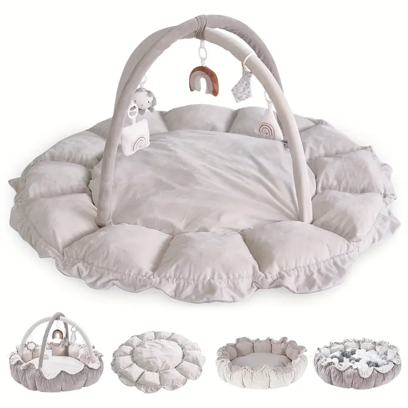 5-in-1 Thick & Plush Baby Play Gym – Multi-Functional Activity Mat with Soft Padding Safe and Comfortable for Newborns and Infants