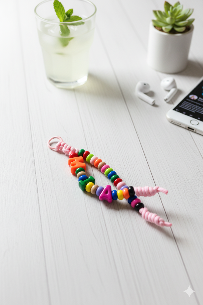 Namepop Colorful Beaded Letter Keychain – Personalized Custom Initial Keyring, Fun & Vibrant Accessory for Bags, Keys, and Gifts - Image 2