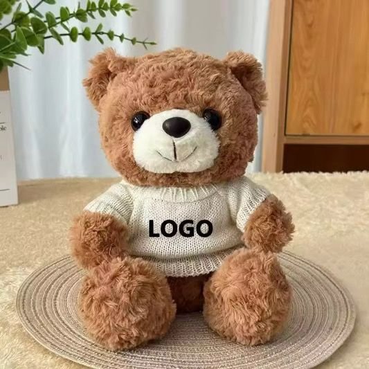 Soft-Touch Brown Plush Teddy Bear Wearing Knit Sweater – Customizable Gift Bear Perfect for Birthdays, Holidays, and Special Occasions, 15x18x30cm - Image 6