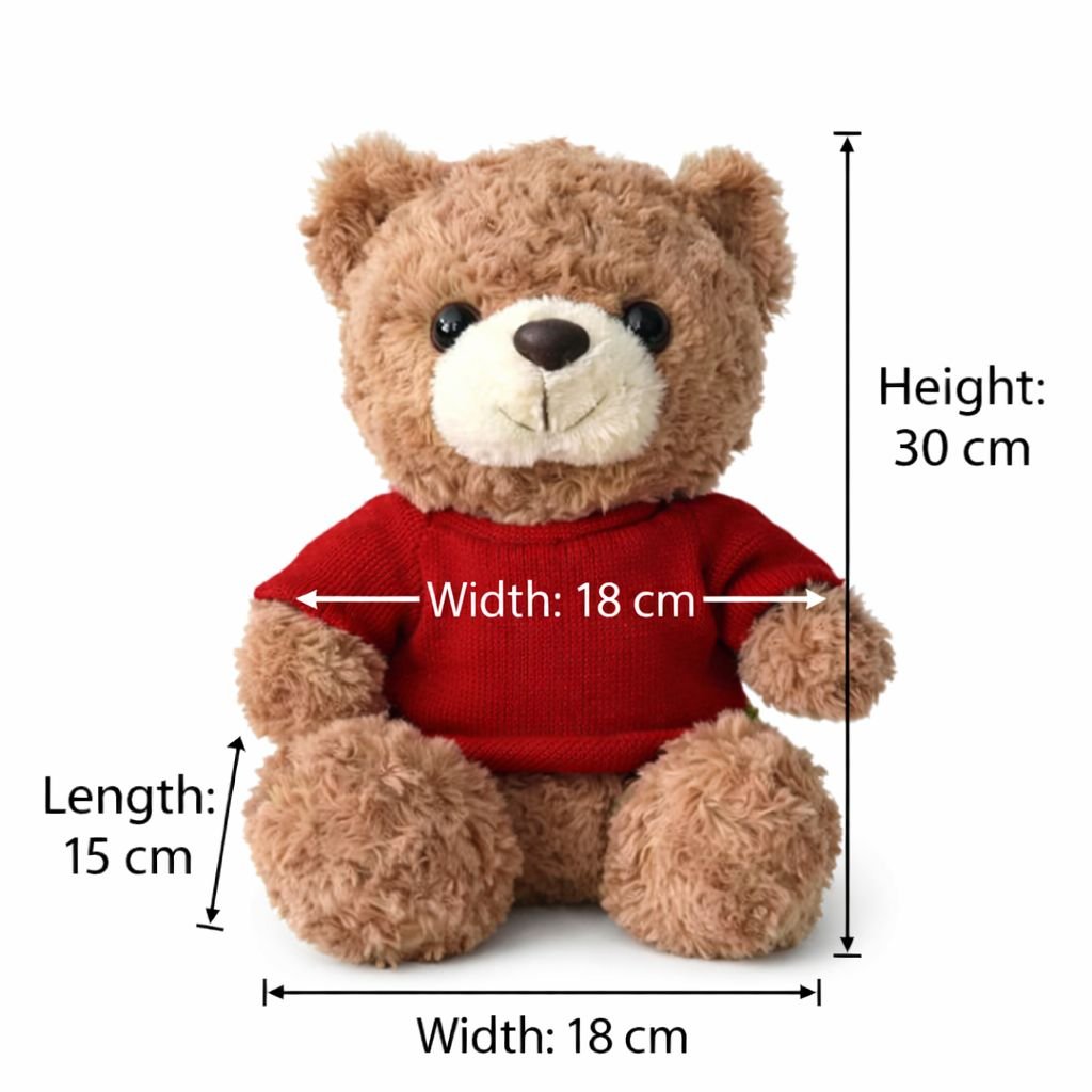Soft-Touch Brown Plush Teddy Bear Wearing Knit Sweater – Customizable Gift Bear Perfect for Birthdays, Holidays, and Special Occasions, 15x18x30cm - Image 8