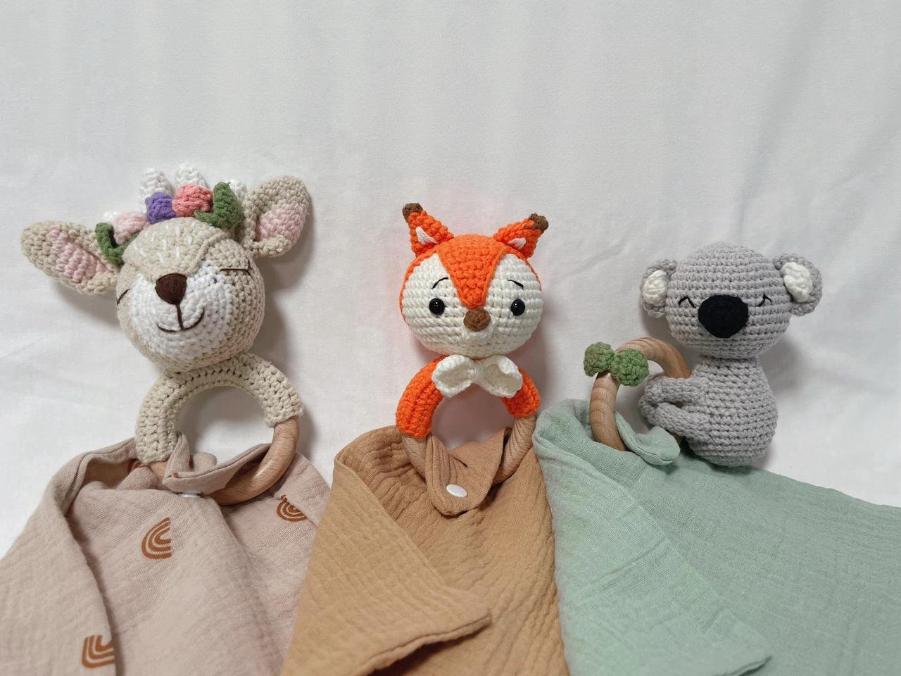 Personalized Baby Rattle With Muslin Cloth Handkerchief - Image 9