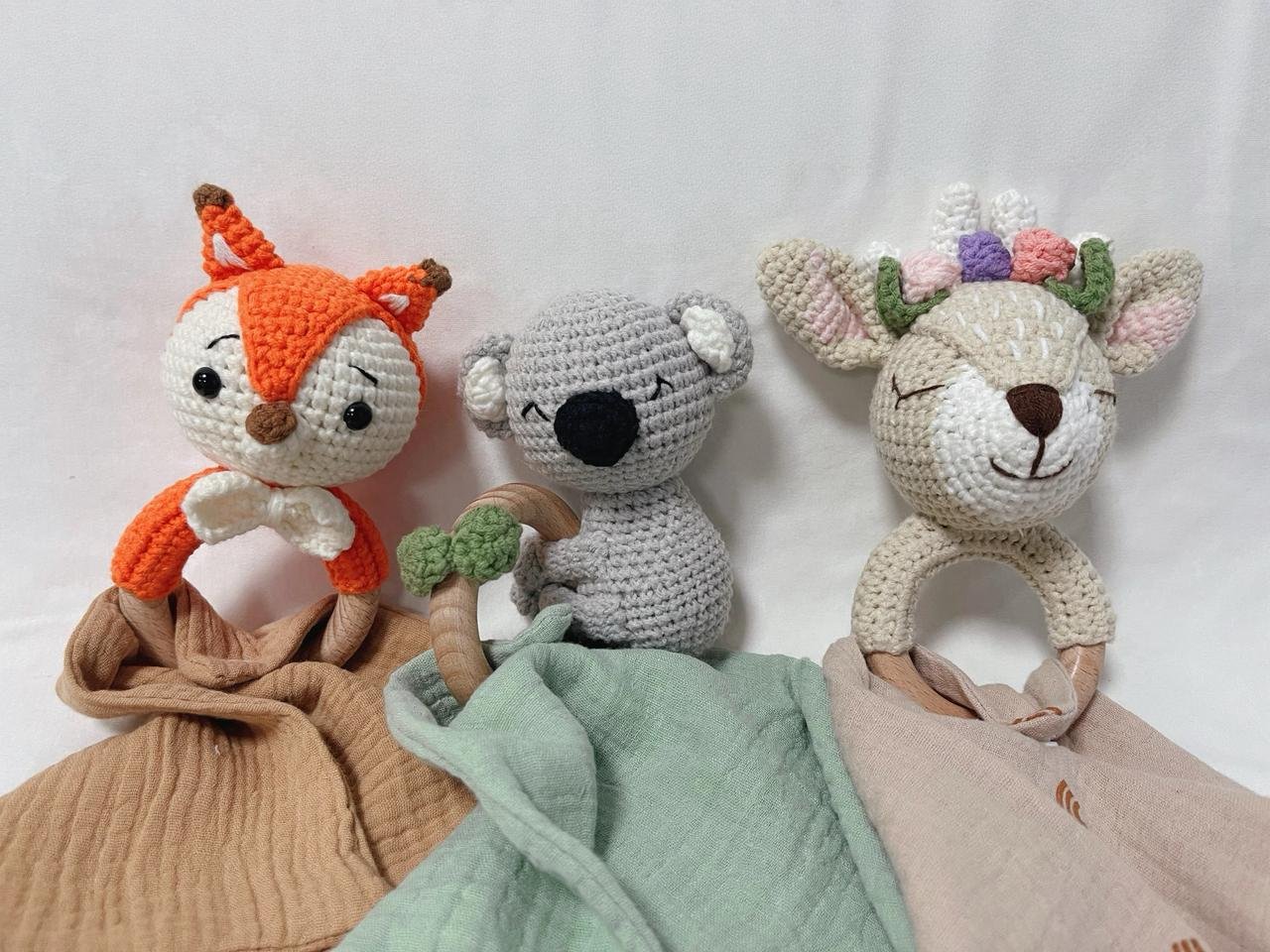 Personalized Baby Rattle With Muslin Cloth Handkerchief - Image 7