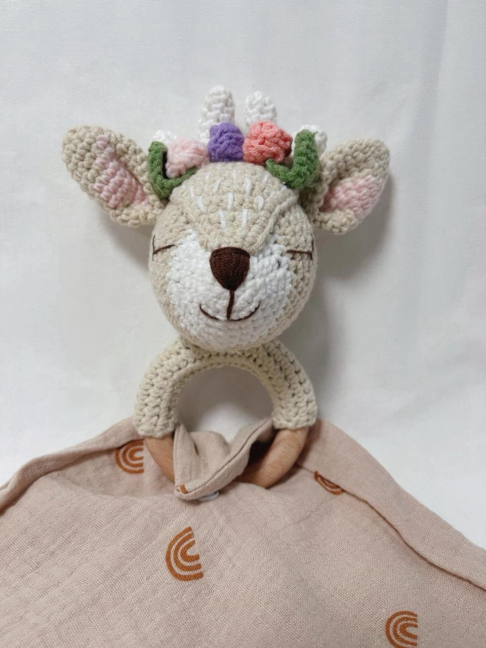 Personalized Baby Rattle With Muslin Cloth Handkerchief - Image 5