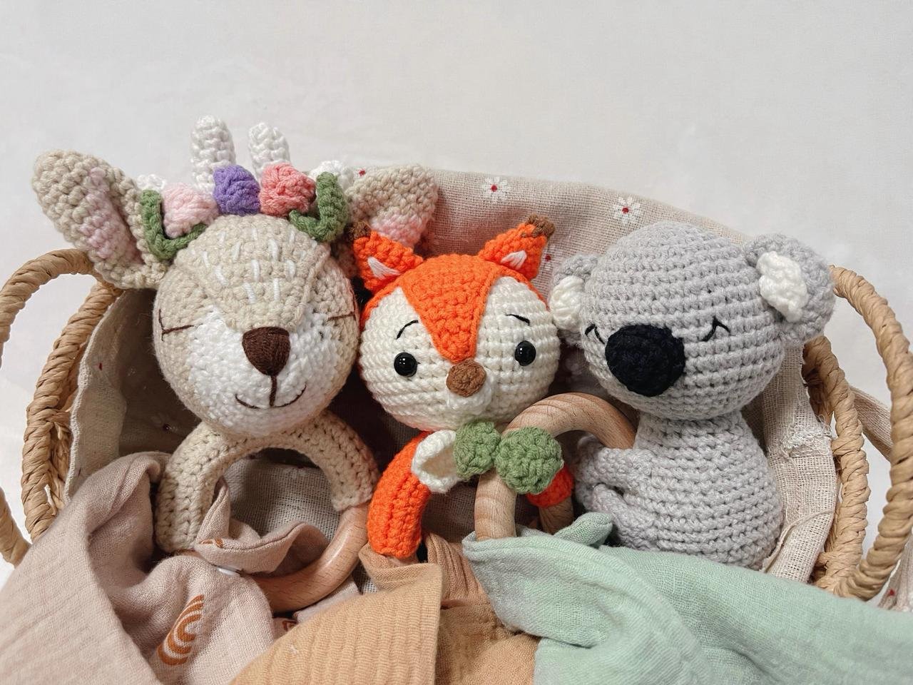 Personalized Baby Rattle With Muslin Cloth Handkerchief - Image 4