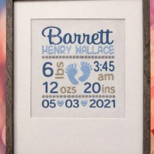 Baby birth announcement for baby boy with Photo Frame – Personalized Keepsake Display for Newborns, Custom Name, Birth Date, Weight, and Time