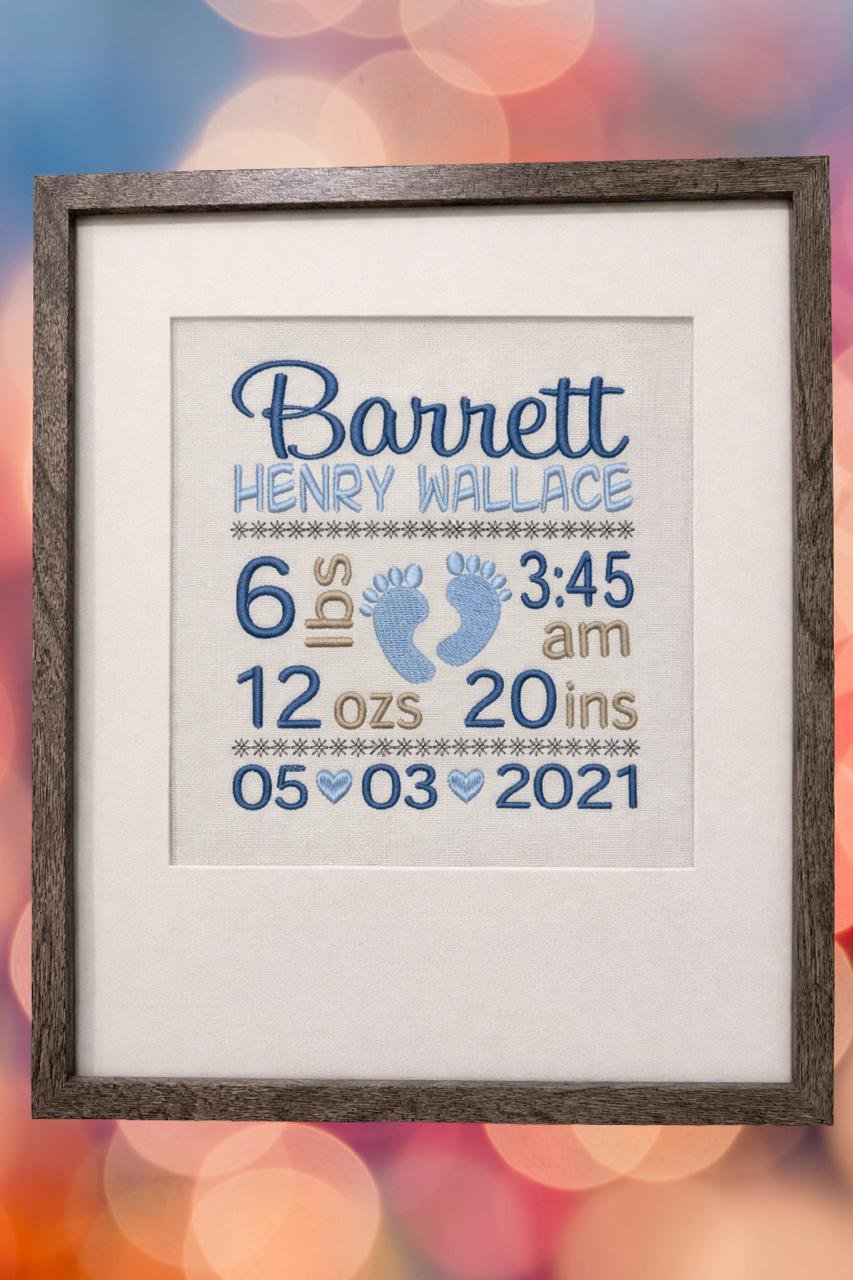 Baby birth announcement for baby boy with Photo Frame – Personalized Keepsake Display for Newborns, Custom Name, Birth Date, Weight, and Time
